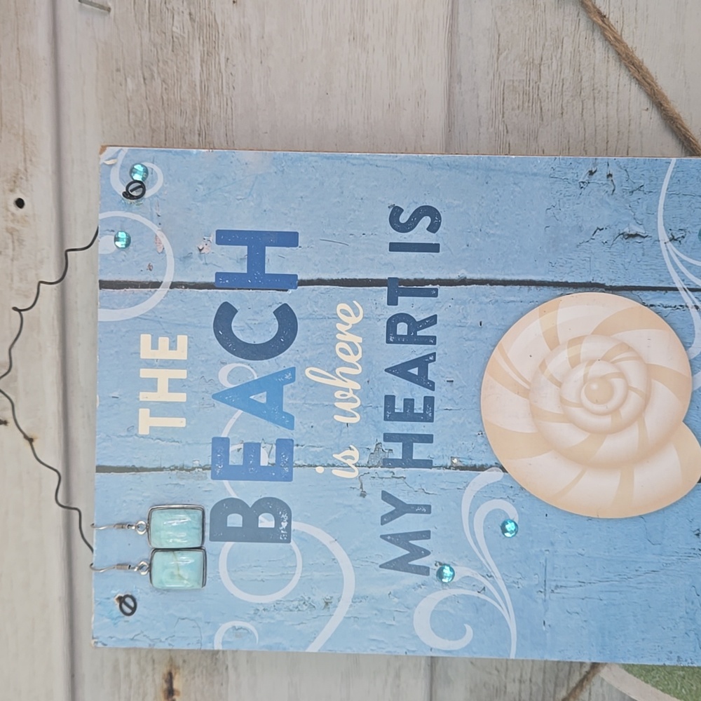 Sterling Silver Fishhook Style Rectangular Earrin… - image 1